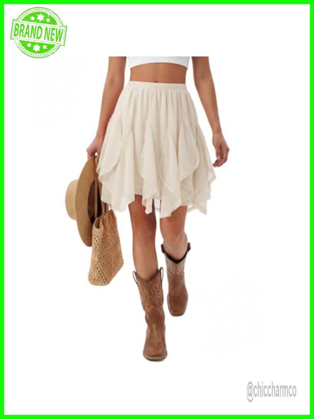 Women's Chiffon Mini Skirt Flowy Ruffle Lace Tulle A-Line Boho Skirt